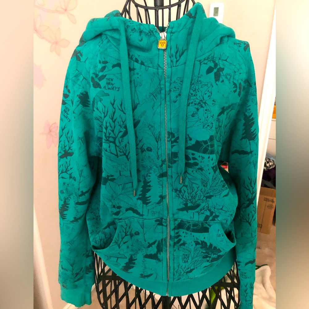 TNA green hoodie with a zipper